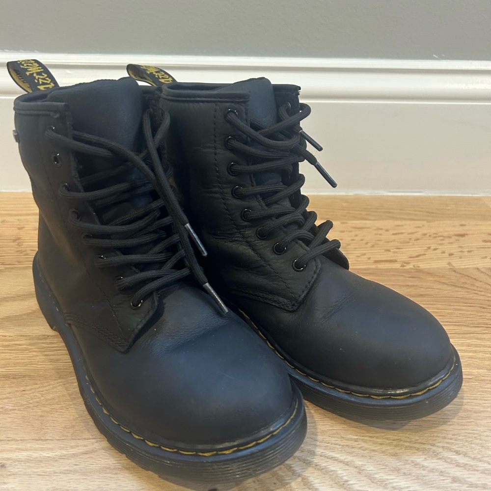 Unisex Dr. Martens Waterproof Black Leather Boots, Size 3 US